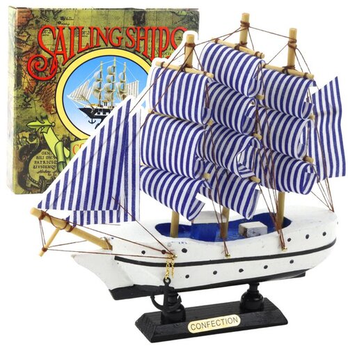  Kolekcionarski model ukrasnog jedrenjaka bijelo-plave boje 18x17cm Cijene