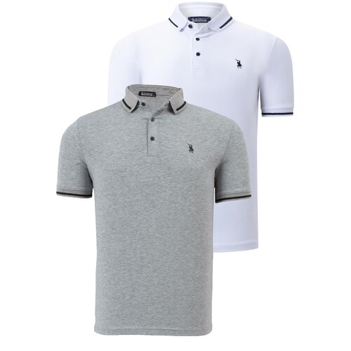 Dewberry DOUBLE SET T8586 MEN'S T-SHIRT-WHITE-GREY Slike