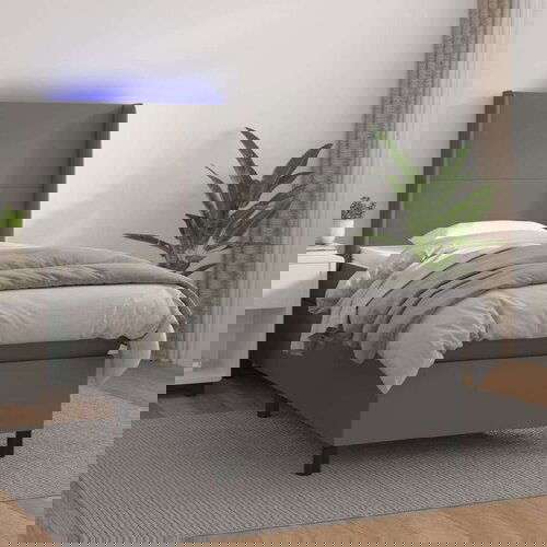  Box spring s madracem LED sivi 90x190 cm od umjetne kože Cijene