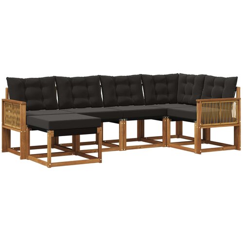 vidaXL Zunanja garnitura za sedenje z blazino 6 pcs Naravna in črna, (5000281174) Cene