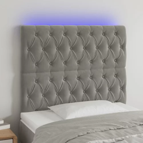 vidaXL LED posteljno vzglavje svetlo sivo 100x7x118/128 cm žamet