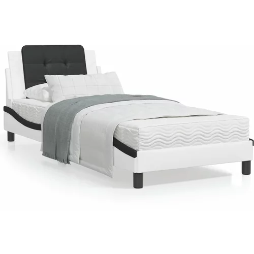vidaXL Okvir kreveta s LED svjetlom bijelo-crni 90x190 cm umjetna koža