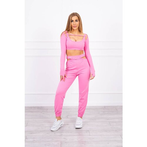 Kesi Set with blouse top - light pink Slike