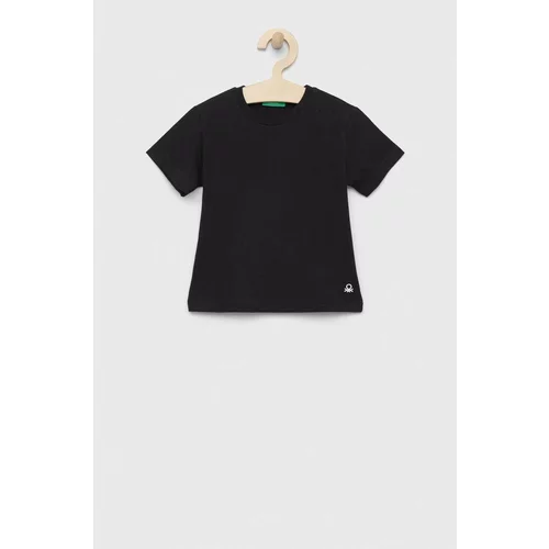 United Colors Of Benetton Otroška bombažna kratka majica črna barva