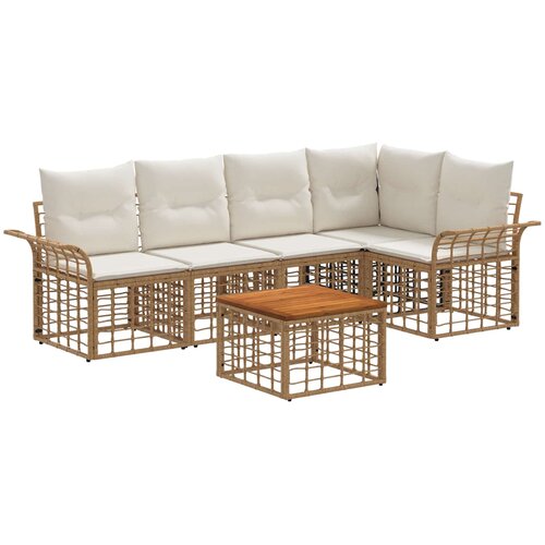  Set vanjskih sofa 6 kom. Prirodna i krema bijela Poliester Cene