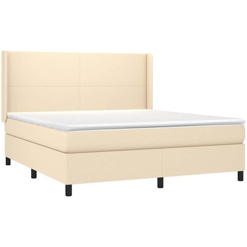  Krevet s oprugama i madracem krem 180x200 cm od tkanine Slike