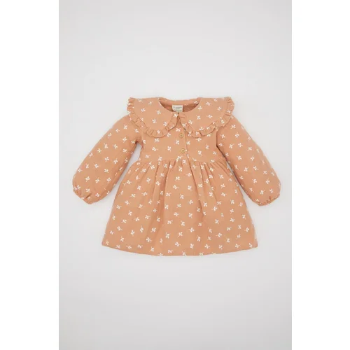 Defacto Baby Girl Floral Long Sleeve Muslin Dress