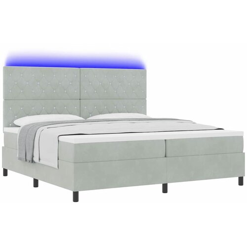  LED Box Spring Krevet Svijetlo siva 200 x 200 cm Bar&amp;scaron;un Svjetlosiva Slike
