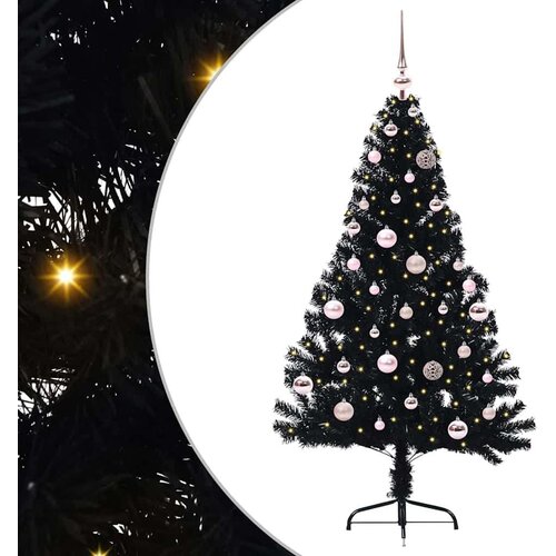 vidaXL Umjetna preddekorirana božićna jelka Črna 150 cm PVC Cene