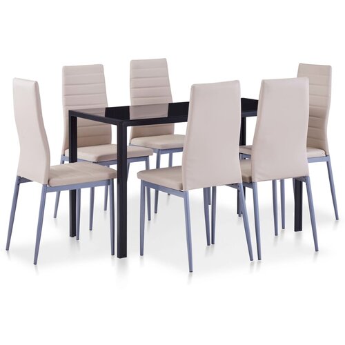 vidaXL Sedmodijelni blagovaonski set boja cappuccina Cene