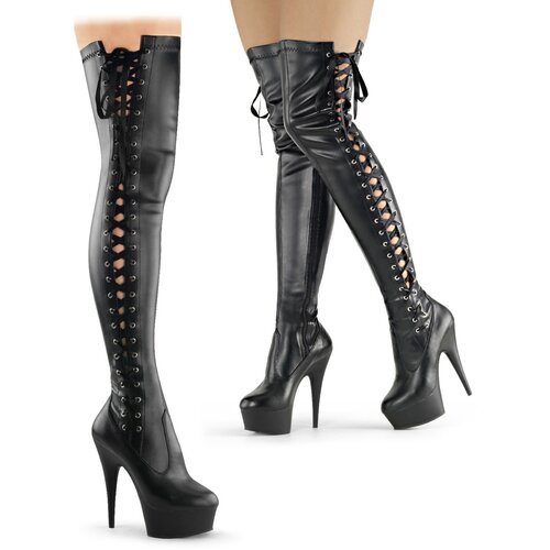 Pleaser USA Pleaser Delight-3050 Blk Str Faux Leather/Blk Matte 36 Slike