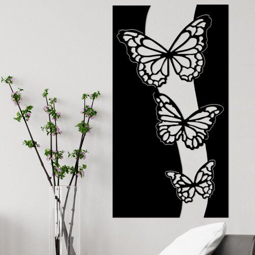 Wallity Zidna dekoracija Butterfly 5, 78 x 0,15 x 43 cm, Crna Cene