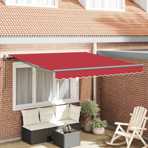 VidaXL Ručna Uvlačiva Tenda Crvena 350x250 cm, Tkanina za zamjenu tende za okvir 3,5x2,5 m Crvena Slike
