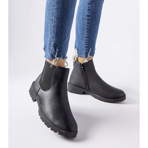 Gemre Black classic casual eco-leather ankle boots Saber Cene