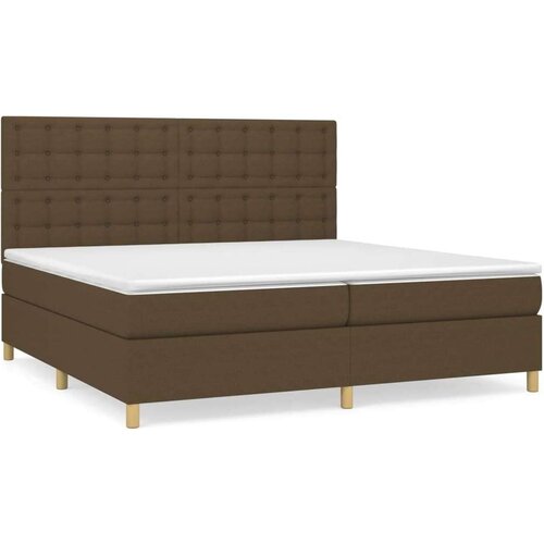  Krevet s oprugama i madracem tamnosmeđi 200x200 cm od tkanine Slike