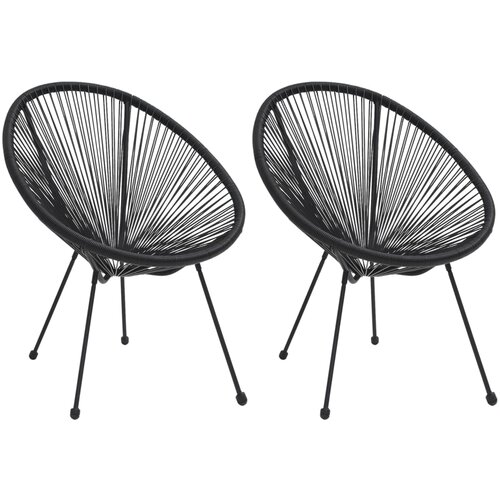 The Living Store Vrtni stol okrogel 2 kosa PVC ratan črne barve - Okrogel Stol, (21477426) Cene
