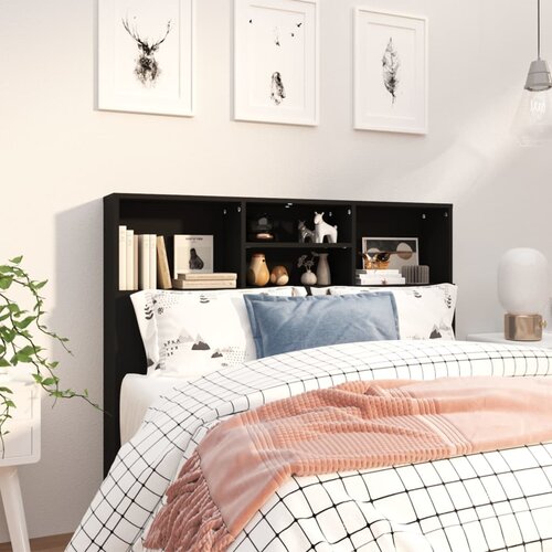 VidaXL Uzglavlje s ormarićem crno 120 x 19 x 103,5 cm Slike