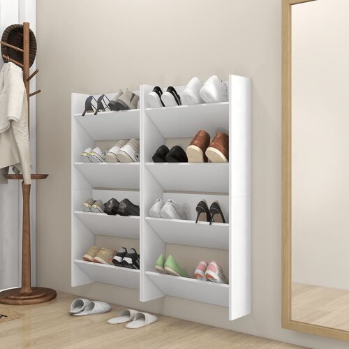 vidaXL Stenska omara za čevlje 4 kosi bela 60x18x60 cm iverna pl. Cene