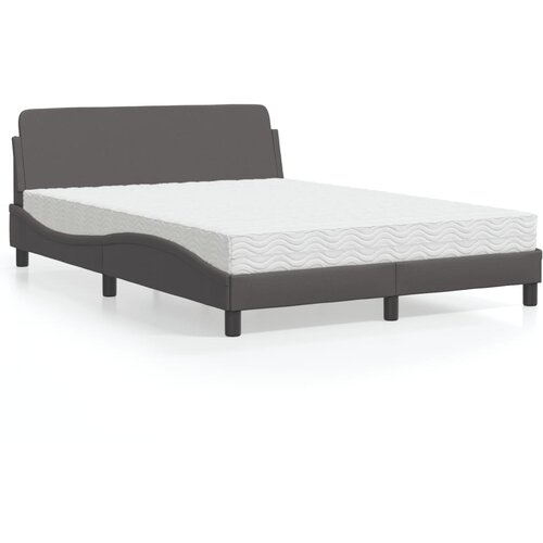 VidaXL Krevet s madracem sivi 140x200 cm od umjetne kože Slike