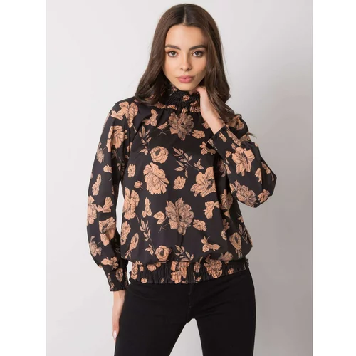Fashion Hunters Black and camel floral blouse from Damika