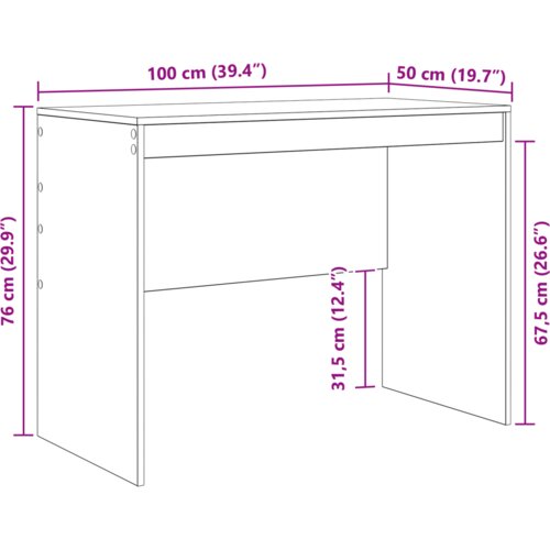 vidaXL Pisarni&scaron;ka mizica Prekajeni hrast Iverna plo&scaron;ča 100 x 50 x 76 cm Cene