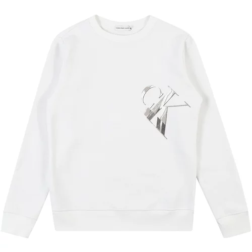 Calvin Klein Jeans Sweater majica srebro / bijela