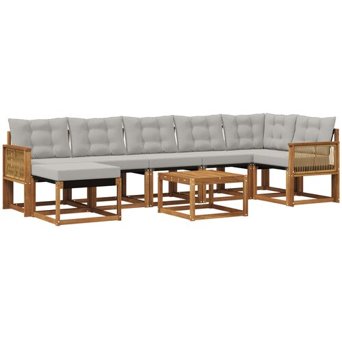  Set vanjskih sofa 8 kom. Prirodna i svjetlosiva Slike