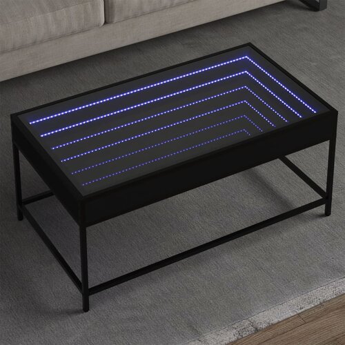 VidaXL Stolić za kavu s beskonačnim LED svjetlima crni 90x50x41 cm Slike