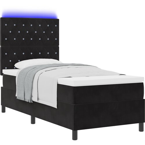 vidaXL Box Spring postelja z vzmetnico in LED črna 90x200 cm žamet, (22050834) Cene