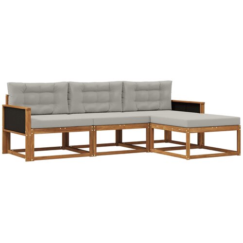 vidaXL Zunanja garnitura za sedenje 4 pcs Naravna in svetlo siva, (5000280776) Cene