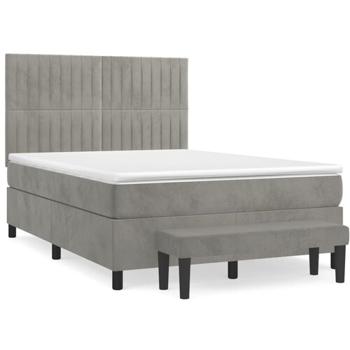 Maison Chic Box spring postelja - Vzmetna postelja z vzmetnico svetlo siva 140x200 cm žamet SL20665, (21893745) Cene