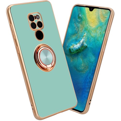 Cadorabo Huawei v sijajni turkizni - Zlato z obročem silikonski/TPU ovitek z za&scaron;čito pred kamero in držalo magnetnega avtomobila, (20603887) Cene