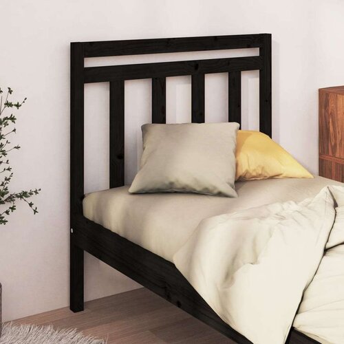  Uzglavlje za krevet crno 81 x 4 x 100 cm od masivne borovine Slike