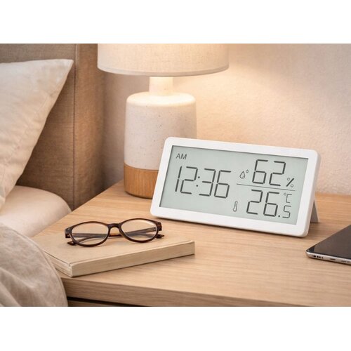  lcd termometar higrometar sat 10cm bijeli Slike