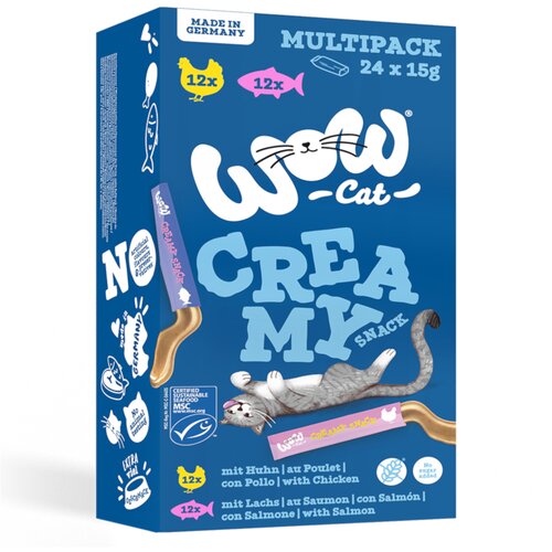 WOW Cat Creamy Snack 24 x 15 g - Mje&amp;scaron;ovito pakiranje (2 varijante) Slike