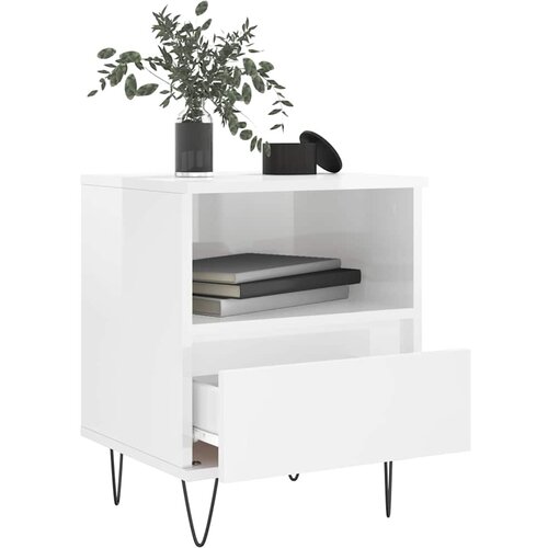  Noćni ormarići 2 kom sjajni bijeli 40x35x50cm konstruirano drvo Slike