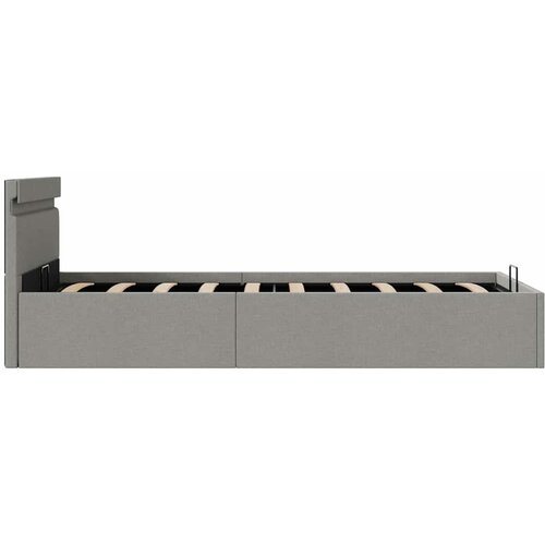  Hidraulični okvir za krevet od tkanine LED svjetlosivi90x200 cm Slike