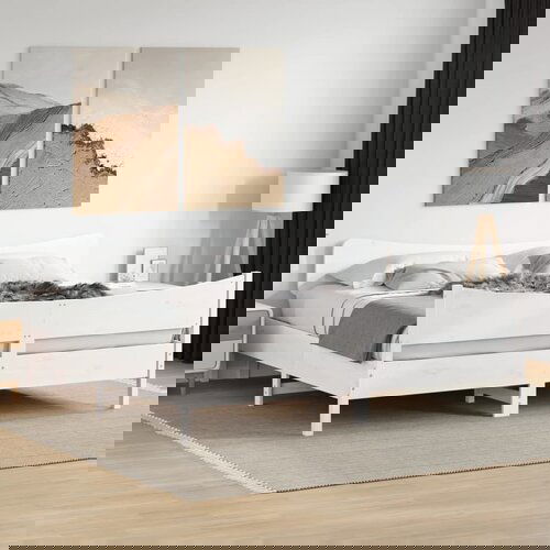 Furnova Posteljni okvir brez vzmetnice bel 200x200 cm trdna borovina, (21935121) Slike