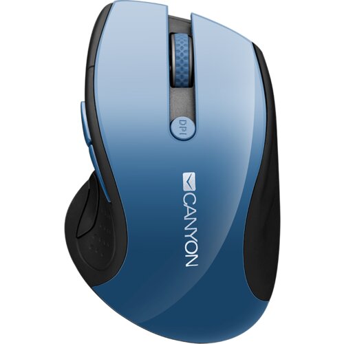 Canyon 2.4GHz wireless mouse with 6 buttons/ optical tracking - blue led/ dpi 1000/1200/1600/ blue gray pearl glossy/ 113x71x39.5mm/ 0.07kg Cene