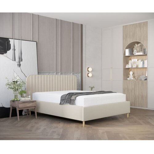 Maison de R&amp;ecirc;ve Bež oblazinjena zakonska postelja s prostorom za shranjevanje z letvenim dnom 160x200 cm Noto &amp;ndash; Slike