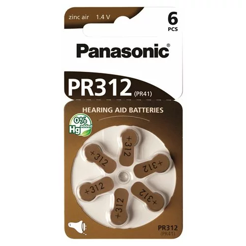 Panasonic baterije PR312L/6LB, Zinc Air
