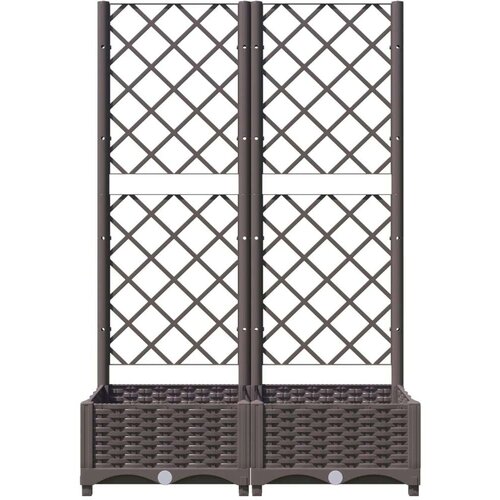 VidaXL Cvetlično korito z oporno mrežo rjavo 80x40x121,5 cm PP Slike
