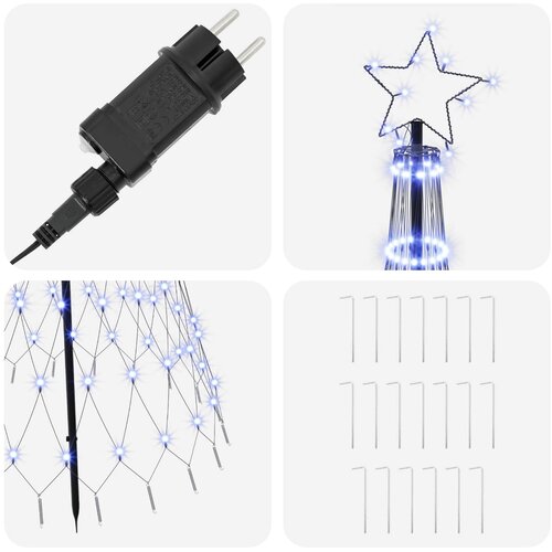  LED božićno drvce 180 cm 230 LED lampica Plava Željezo Crna Slike