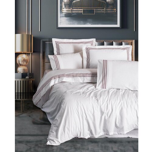 Mila Home Luxury Bijela posteljina za bračni krevet/za produženi krevet od renforce pamuka 240x220 cm Red Heritage Lines – Cijene