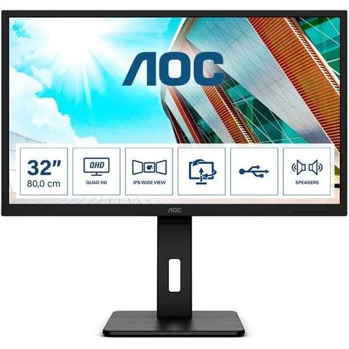 AOC Monitor LED Q32P2 Business 31.5", 16:9, 2560x1440, IPS, 75Hz, 250 cd/m², 1000:1, 50M:1, 4ms, 178/178°, DP, 2xHDMI, DP, 4 x U