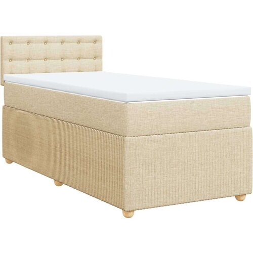 VidaXL Krevet s oprugama i madracem krem 90 x 200 cm od tkanine Slike