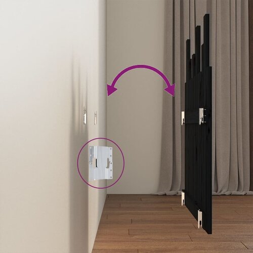  Uzglavlje za krevet Crno 82,5x3x80 cm od masivne borovine Slike