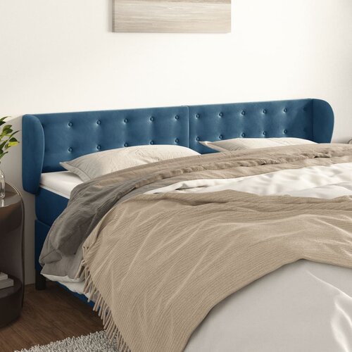 vidaXL Vzglavje z ušesi temno modro 163x23x78/88 cm žamet Cene