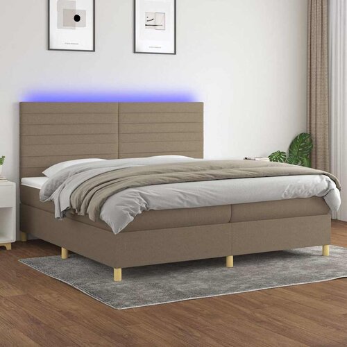  box spring s madracem LED smeđesivi 200x200 cm tkanina Cijene