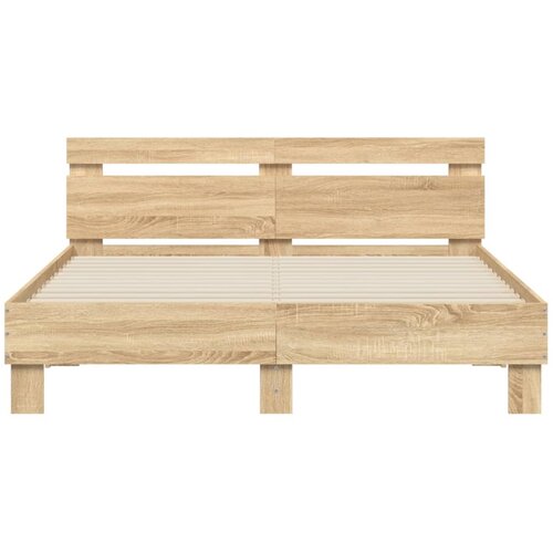  Okvir za krevet s uzglavljem i LED boja hrasta sonome 150x200cm Slike